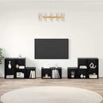 vidaXL TV-kast set Wandgemonteerd 8 pcs Zwart Eiken Bewerkt, Huis en Inrichting, Minder dan 50 cm, Verzenden, Nieuw, Minder dan 100 cm