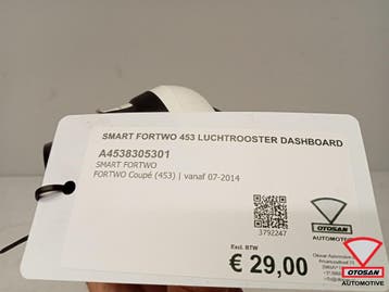 Smart Fortwo 453 2015+ Luchtrooster dashboard A4538305301, Ophalen, Gebruikt, Smart