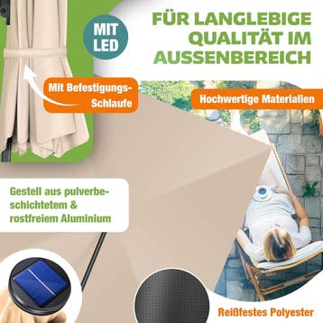 KESSER® Parasol zweefparasol SUN XL 300 x 300 cm incl. afdek, Verzenden, Zo goed als nieuw