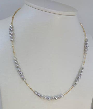 Halsketting - 18 karaat Geel goud - 4×6 mm Akoya parels, Sieraden, Tassen en Uiterlijk, Kettingen, Nieuw