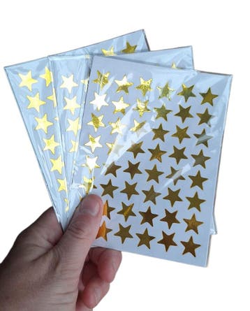144 stickers ster goud (Stickervellen), Hobby en Vrije tijd, Ophalen of Verzenden, Nieuw, Sticker