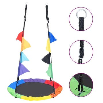 vidaXL Nestschommel met vlaggetjes 100 cm regenboogkleurig, Kinderen en Baby's, Speelgoed | Buiten | Speeltoestellen, Verzenden