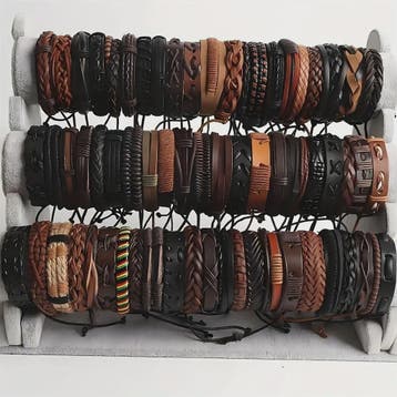 Set van 20 Handgemaakte Leren Armbanden voor Heren & Dames -, Dieren en Toebehoren