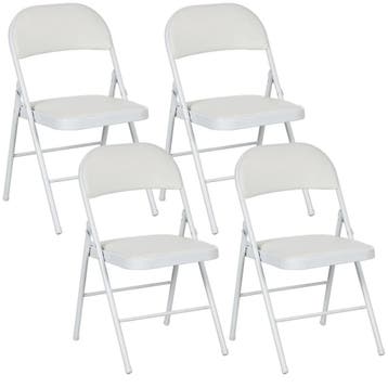 TRUUSK Set van 4 Draagbare Klapstoelen - Met Kussen - Kunstl, Verzenden, Nieuw