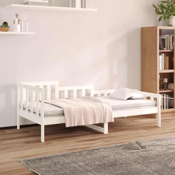 vidaXL Slaapbank zonder matras 90x200 cm massief grenenhout, 90 cm, Eenpersoons, Verzenden, Wit