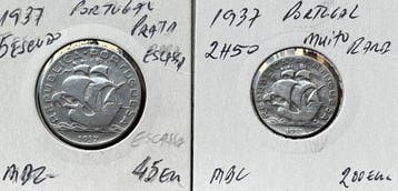 Portugal. Lote de 2 moedas 5 e 2.5 Escudos. 1937 (Raras)