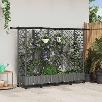 vidaXL Verhoogd Bed met Trellis en Dak Lichtgrijs 202,5 x 40, Verzenden, Nieuw, Minder dan 60 cm, 60 cm of meer