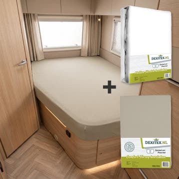 Textielpakket Frans bed - 1 hoeslaken en 1 molton - links -, Eenpersoons, Verzenden, Nieuw, Wit