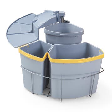 Inbouw prullenbak Kollby 3 bakken 2x12l 1x6l grijs [en.casa], Huis en Inrichting, Woonaccessoires | Prullenbakken, Verzenden, Nieuw
