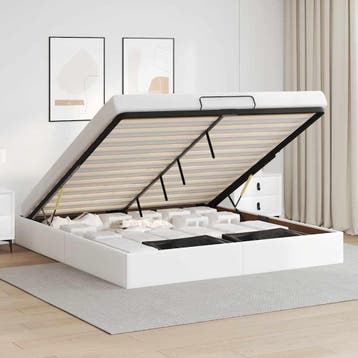 vidaXL Bedframe zonder matras 160x200 cm kunstleer wit, Overige materialen, Verzenden, Wit, 200 cm
