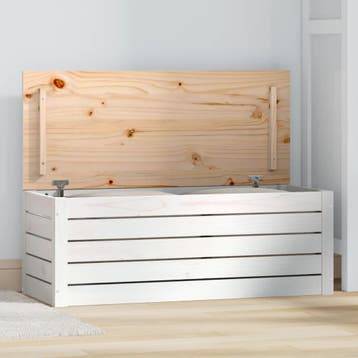 vidaXL Opbergbox wit 89x36,5x33 cm massief grenenhout, Verzenden, Nieuw