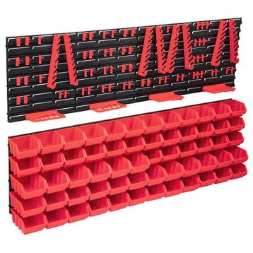 vidaXL 136 -delige Opslagbakkenset met wandpanelen rood en, Verzenden, Nieuw