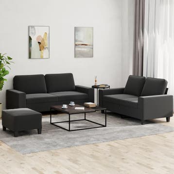 vidaXL 3-delige Loungeset stof zwart, Huis en Inrichting, Banken | Bankstellen, Verzenden, Nieuw, Vierpersoons of meer, Stof