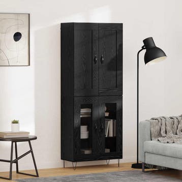 vidaXL buffetkast Zwart Eiken 69,5 x 34 x 180 cm Bewerkt, Huis en Inrichting, Kasten | Buffetkasten, Minder dan 50 cm, Verzenden