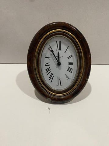 Bureauklok - Cartier Frans design - Verguld messing -, Antiek en Kunst, Antiek | Klokken