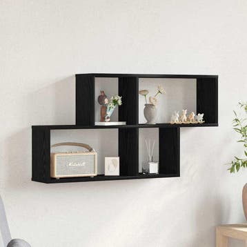 vidaXL Wandplank met plank Zwart Eiken 76 x 15 x 53 cm, Verzenden, Nieuw