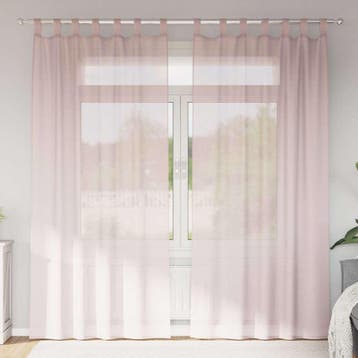 vidaXL Gordijnen voile met lussen 2 st 140x245 cm lichtroze, Verzenden, Nieuw, Roze