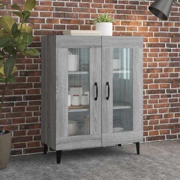 vidaXL Dressoir 69,5x34x90 cm bewerkt hout grijs sonoma, Verzenden, Nieuw, 50 tot 100 cm, 25 tot 50 cm