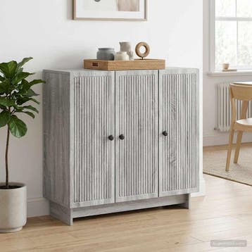 vidaXL Dressoir Grijs sonoma 89 x 34,5 x 80 cm Bewerkt hout, Verzenden, Nieuw, Overige houtsoorten, Minder dan 50 cm