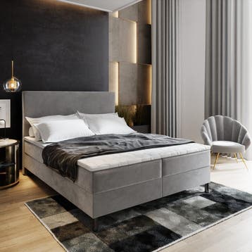 Opberg Boxspring Basic 140x200 Grijs - Direct Leverbaar!, Huis en Inrichting, Slaapkamer | Boxsprings, 200 cm, Nieuw, Tweepersoons