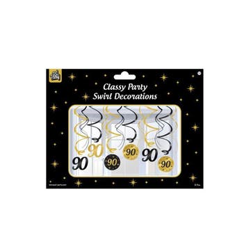 Classy Part Swirl Decorations 90 jaar, Nieuw, Versiering, Verjaardag