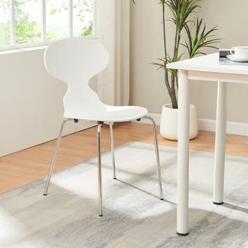 Eetkamerstoelen Kil set van 4 wit en chroom [en.casa], Huis en Inrichting, Stoelen, Verzenden, Nieuw