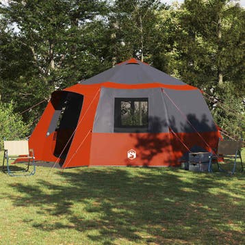 vidaXL Cabin Tent 12-Person met dak Grijs en Oranje 500 x, Verzenden, Nieuw, Tot en met 2