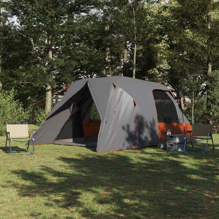vidaXL Dome Tent 6-Person met dak Grijs en Oranje 500 x 314, Caravans en Kamperen, Tenten, Nieuw, Verzenden