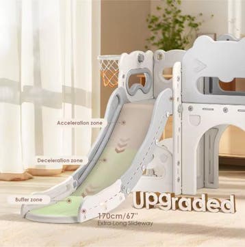 7-in-1 Indoor Kinderglijbaan met Klimrek en Speelelementen, Verzenden, Nieuw