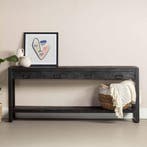 Mangohout Sidetable Britt 180 Zwart, Verzenden, Nieuw, Overige houtsoorten, Industriële meubels