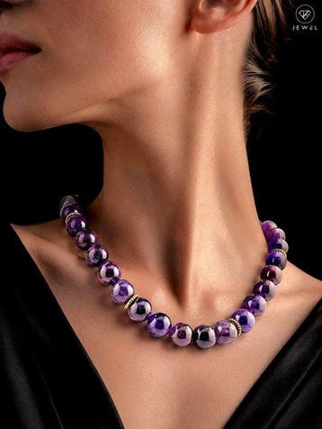 Amethistketting - goudverguld 925 sterlingzilver -