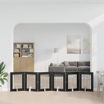 vidaXL Opvouwbaar hondenhek met standaards 6 st Zwart eiken, Verzenden, Nieuw