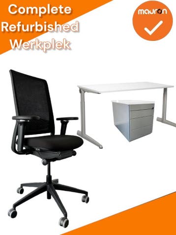 Refurbished Complete Werkplek - Bladkleur naar keuze - Elekt, Werkplek, Ophalen of Verzenden, Gebruikt, Bureau