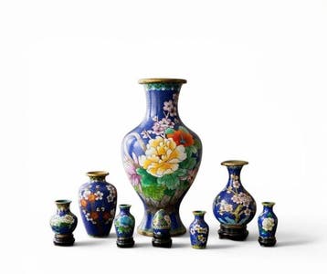 Vaas - Objecten Cloisonné Collectie blauw - 8 - emaille -
