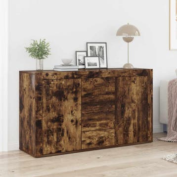 vidaXL Dressoir Gerookt eiken 120 x 36 x 69 cm Bewerkt hout, Huis en Inrichting, Kasten | Dressoirs, Verzenden, Nieuw, Overige houtsoorten