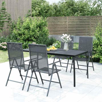 vidaXL 5-delige Tuinset staal antracietkleurig, Tuin en Terras, 4 zitplaatsen, Verzenden, Nieuw, Rvs