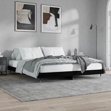 vidaXL Bedframe massief hout zwart 200x200 cm, Verzenden, Zwart, Overige maten, 200 cm