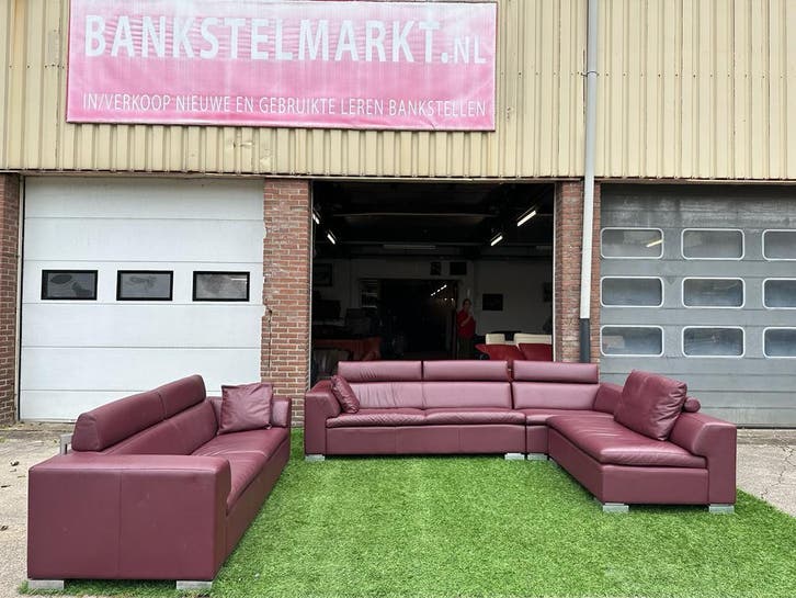 Hoekbank LEOLUX Howlo + 3 zit bankstel leer design bank sofa, Huis en Inrichting, Banken | Bankstellen, Hoekbank, Zo goed als nieuw