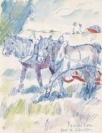 René Sautin (1881-1968) - Fenaison dans le Lieuvin - Cour