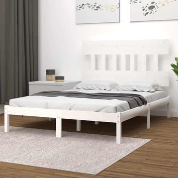 vidaXL Bedframe massief hout wit 140x200 cm, Verzenden, Wit, 140 cm, 200 cm