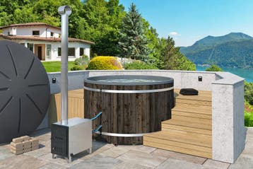 Hottub Premium, Ø 207, grijs graniet met deksel en trap., Tuin en Terras, Verzenden, Nieuw