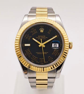 Rolex - Datejust II 41 Black Roman Dial Full Set - 116333, Nieuw