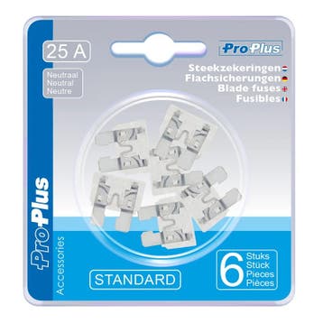 ProPlus Steekzekeringen 25 Ampère NEUTRAAL 6 stuks, Ophalen of Verzenden, Nieuw