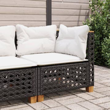 vidaXL Tuinhoekbank met kussens poly rattan zwart, Verzenden, Nieuw