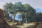 Hendrikus Johannes Knip (1819-1905) - Bosgezicht met herten
