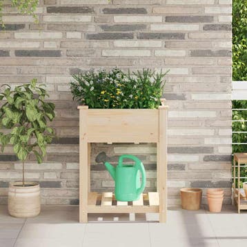 vidaXL Tuin Bloempot Beige 60,5 x 60 x 76,5 cm Massief, Verzenden, Nieuw, Hout, 60 tot 100 cm