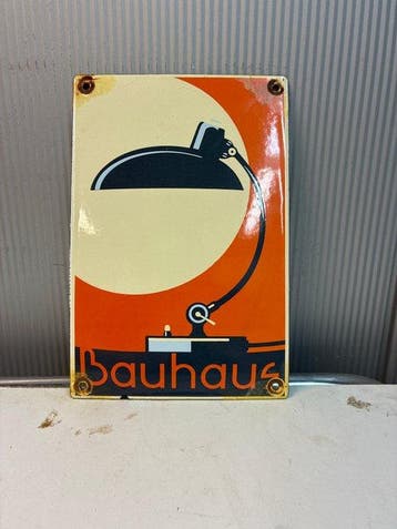 Bauhaus – Design Bureaulamp – Emaille Reclamebord - Emaille