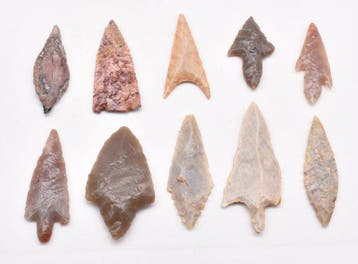 Chalcolithisch Jasper, Flint 10 pijlpunten AA++