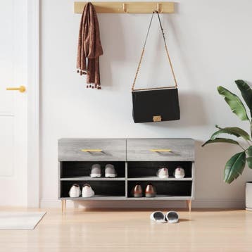 vidaXL Schoenenbank 102x35x55 cm bewerkt hout grijs sonoma, Verzenden, Nieuw