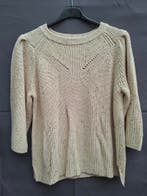 Grofgebreide trui crème gemeleerd met ajourdetail, Zo goed als nieuw, Maat 38/40 (M), Beige